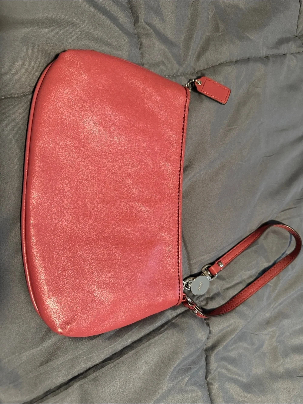 Coach Pink Leather Wristlet Clutch with Detachable Strap